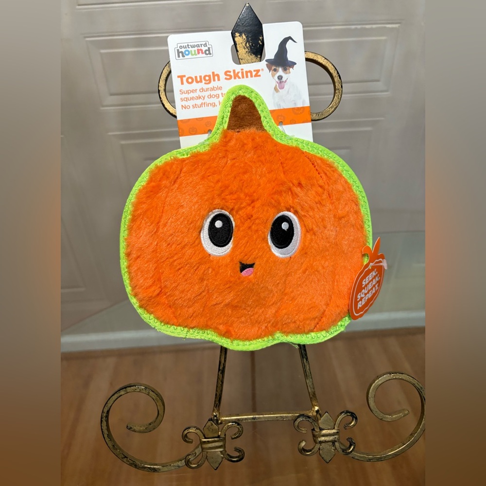 Outward Tough Skinz Durable Squeaky Dog Toy , Multicolor Pumpkin 🎃 , 9”